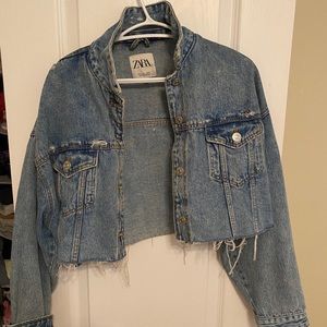 Zara cropped denim coat